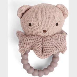 Smallstuff - Rattle, Bamse On Silicone Ring, Lys Rosa (40008-92)