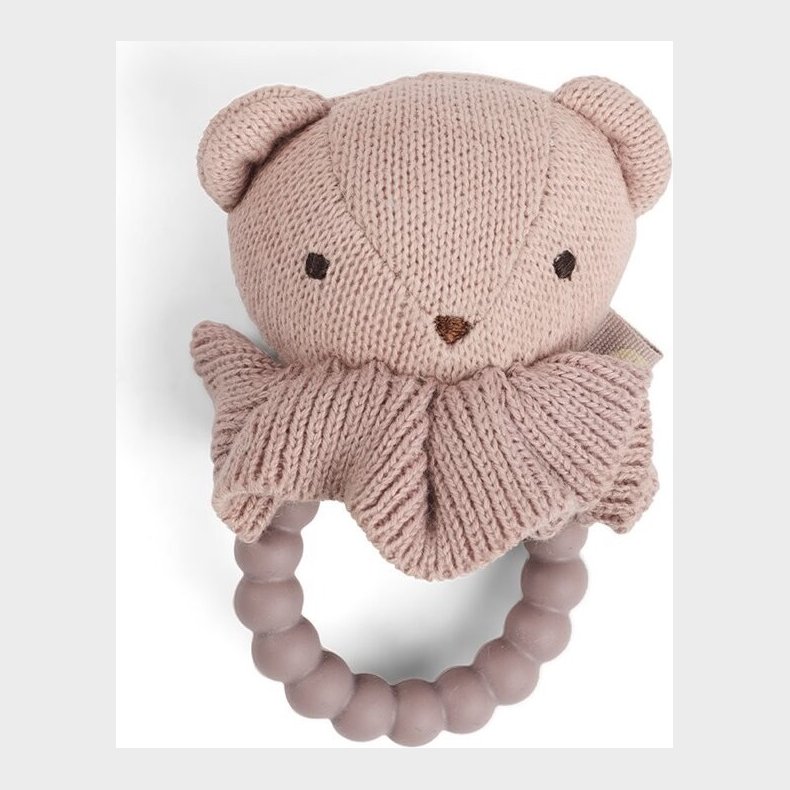 Smallstuff - Rattle, Bamse On Silicone Ring, Lys Rosa (40008-92)