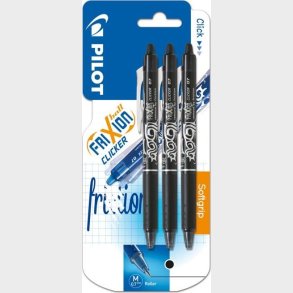 Pilot - Frixion Clicker 0.7 - Sort (pakke Med 3)