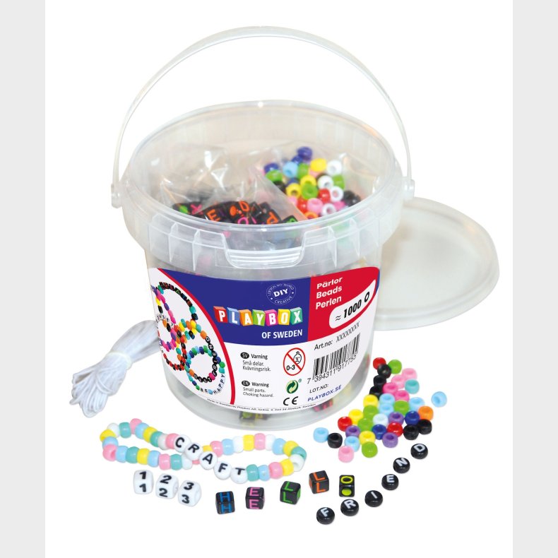 Playbox Bogstavsperler I Spand 1000 Stk
