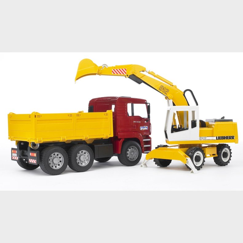 Bruder MAN TGA Construction Truck &amp;  Liebherr Gravemaskine