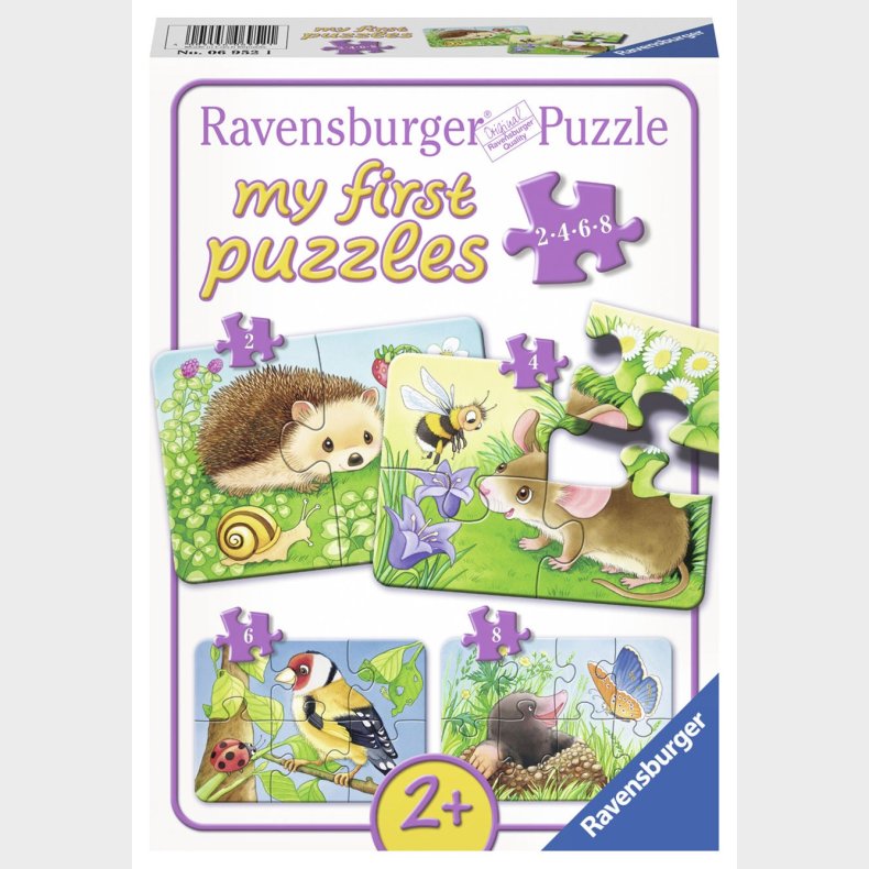 Ravensburger Puslespil Skovdyr 2, 4, 6 &amp;  8 Brikker