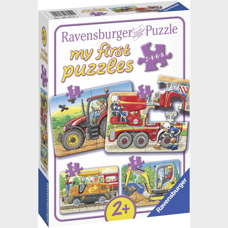 Ravensburger Puslespil Kretjer 2, 4, 6 &amp;  8 Brikker