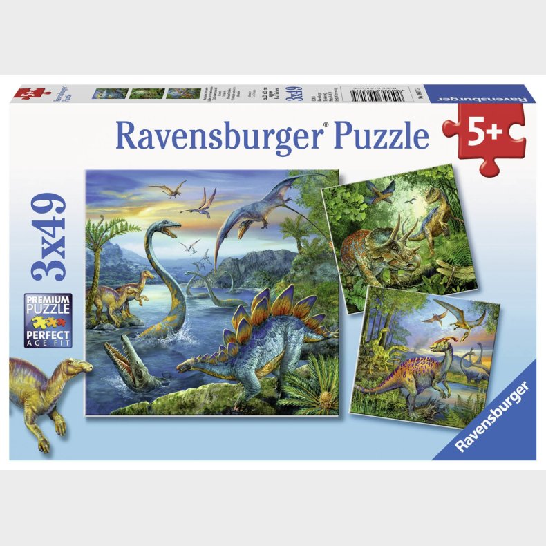 Ravensburger Puslespil Dinosaurer 3x49 Brikker