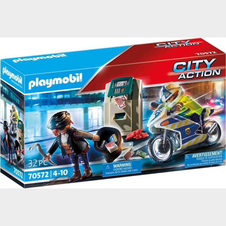 Playmobil 70572 City Action Politimotorcykel: Forflgelse af pengerveren