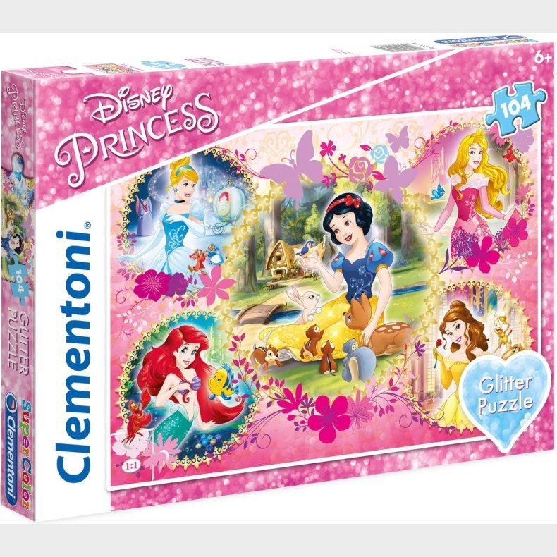 Disney Princess Glitter Puslespil, 104 Brikker