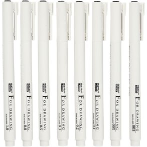 Creativ Company Fine Line Skrive/Tegnetusser 8 stk., Sort