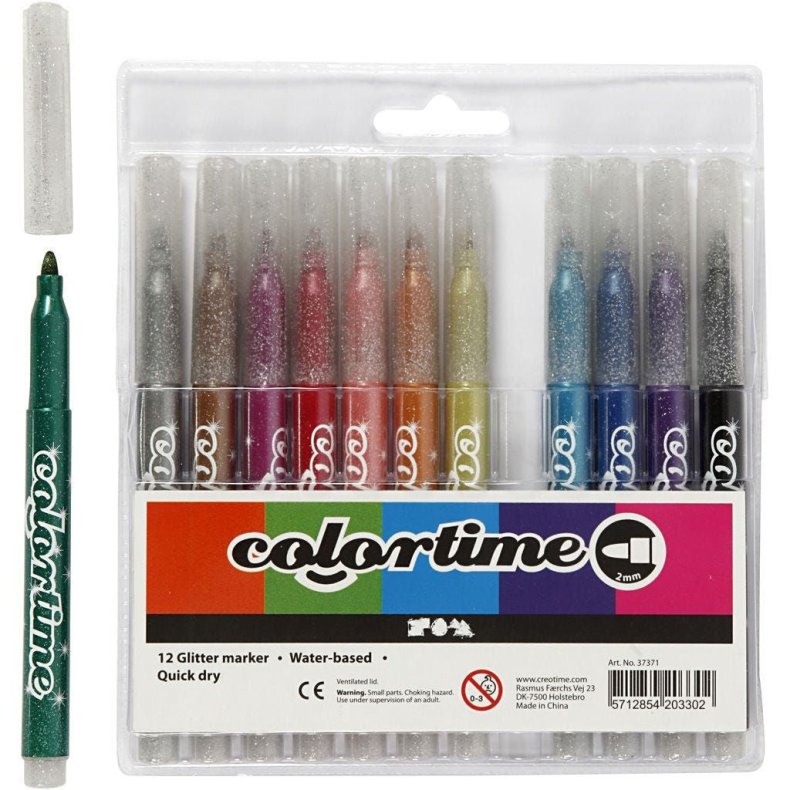 Colortime Glittertusser Blandede Farver 12 stk.