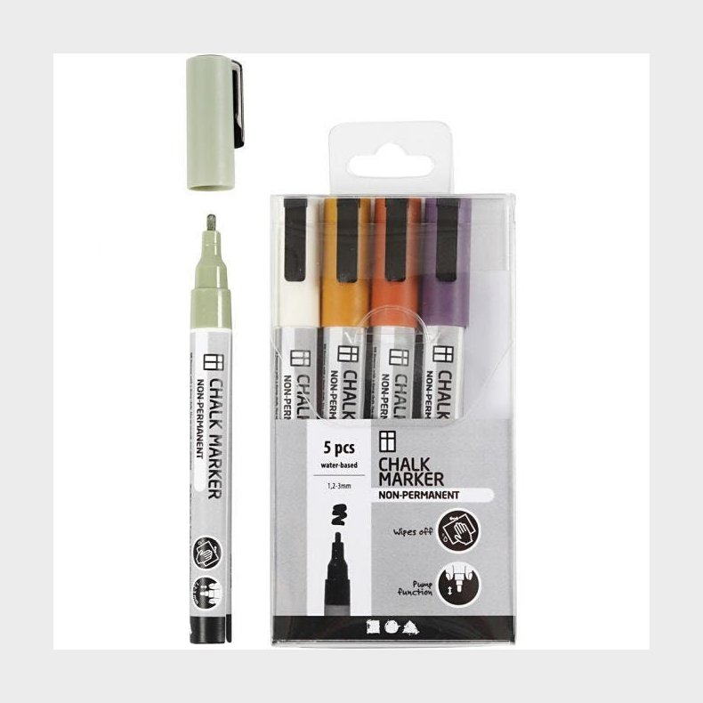 Creativ Company Chalk Markers Afdmpede Farver 5 stk.