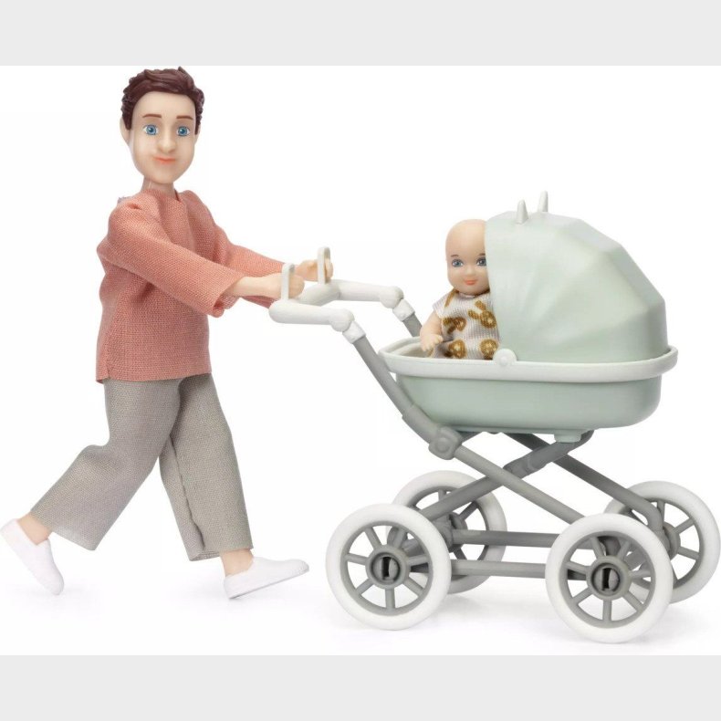 Lundby Dukke m. Baby &amp;  Vogn