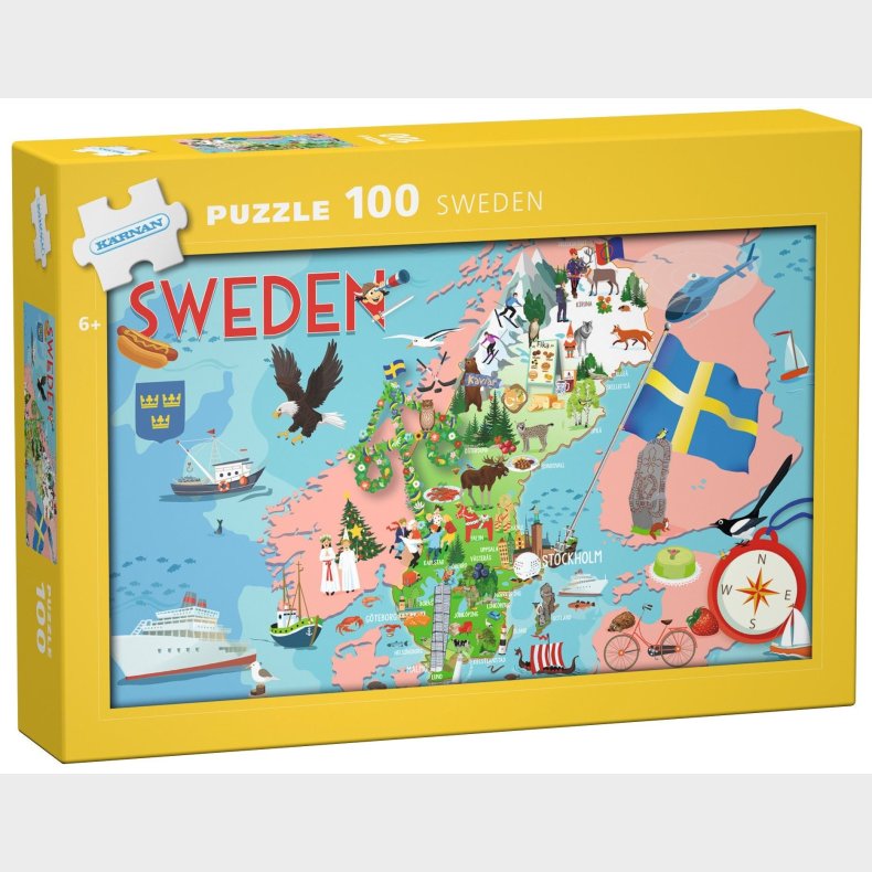 K&auml;rnan Puslespil Sverige 100 Brikker