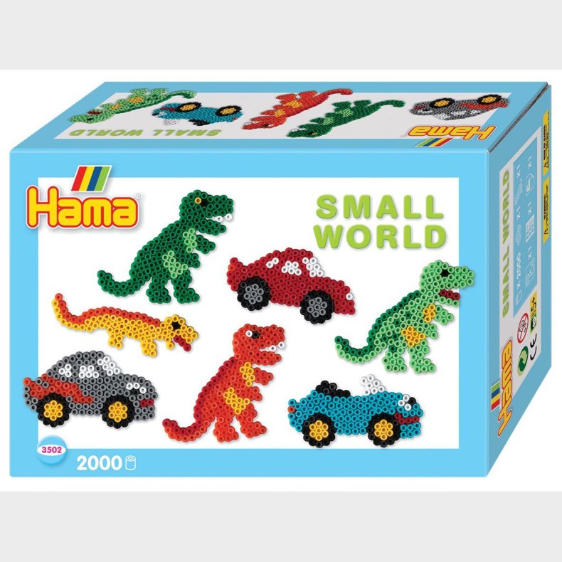 Hama Midi Perler Gaveske Small World Dino Cars 2.000 Stk.