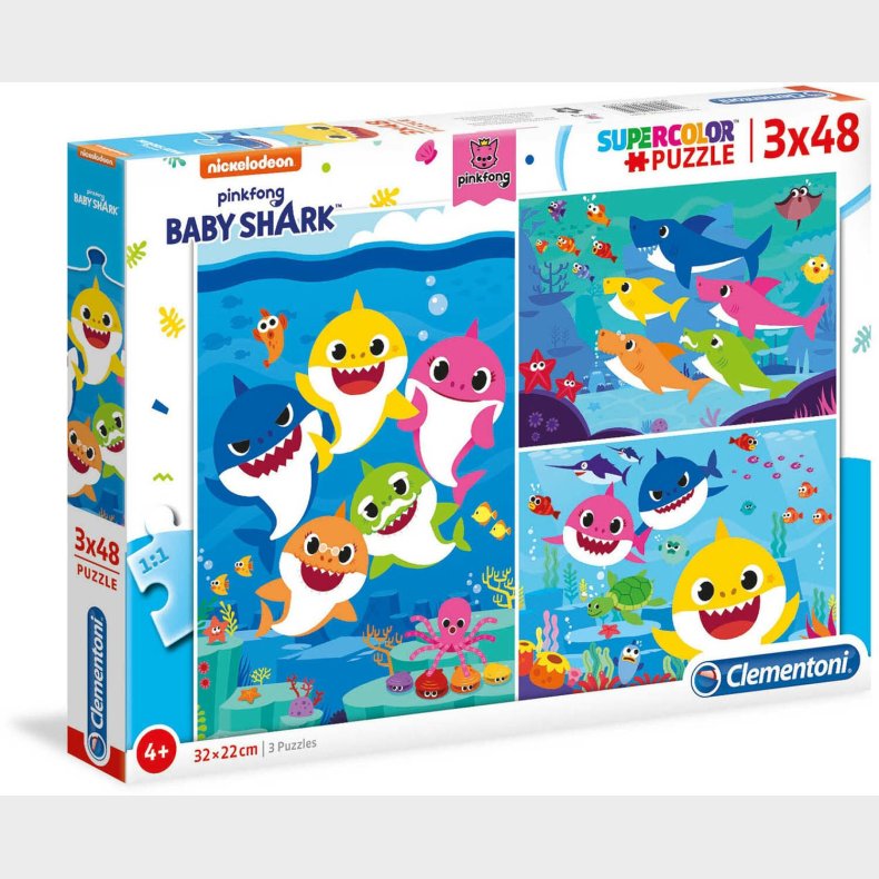 Clementoni Baby Shark Puslespil 3x48 Brikker