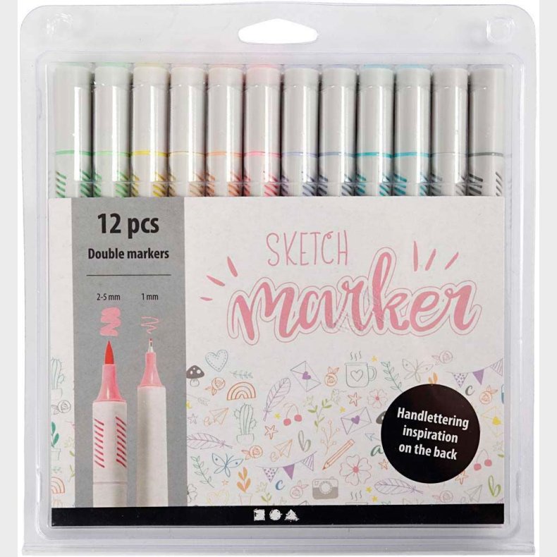 Creativ Company Sketch Marker Tusser Pastelfarver 12-pak