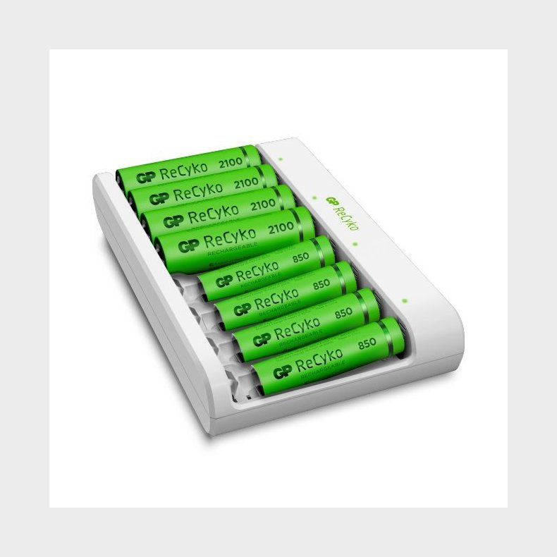 GP Batterier Recyko E811 8-Slot Charger, 4 AA + 4 AAA