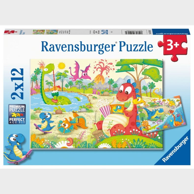 Ravensburger Puslespil Dinosaur 2x12 Brikker
