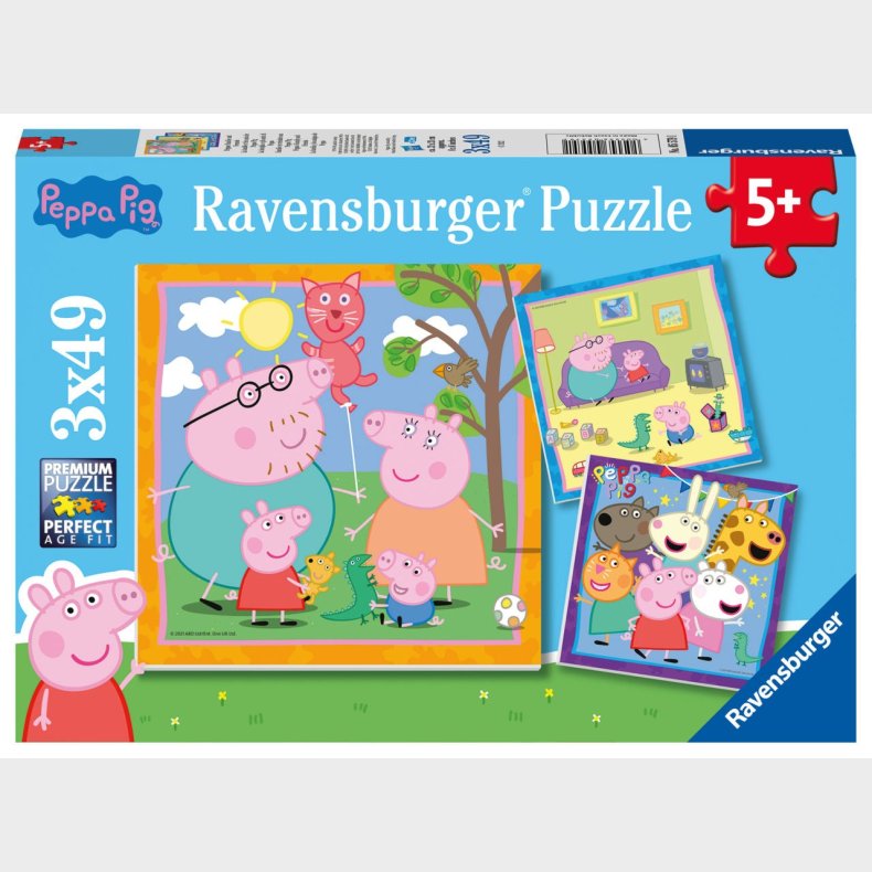 Ravensburger Puslespil, Gurli Gris 3x49 Brikker