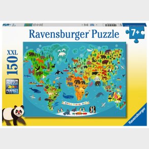 Ravensburger Puslespil Dyr Verdenskort 150 Brikker