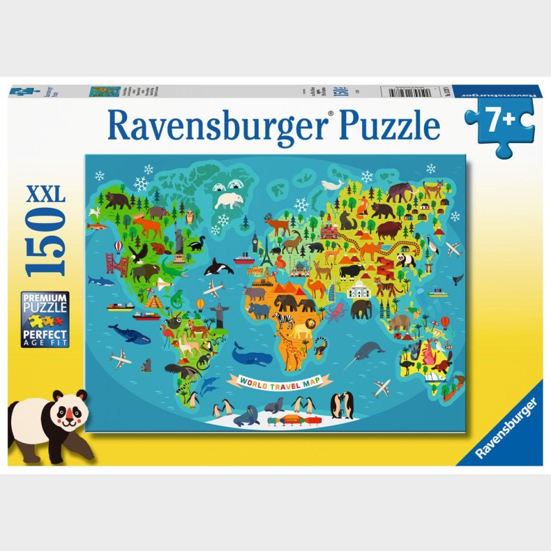 Ravensburger Puslespil Dyr Verdenskort 150 Brikker