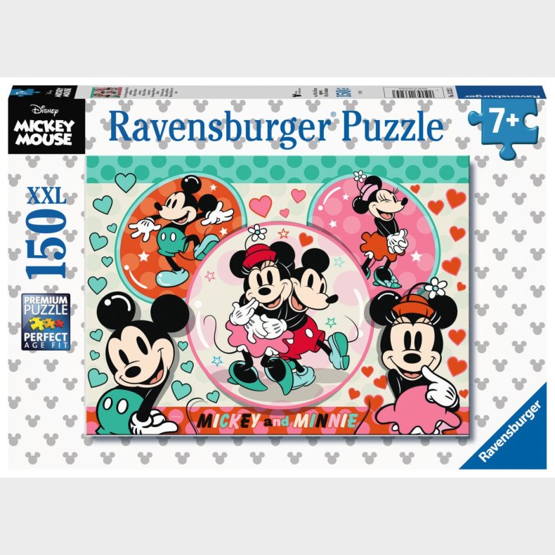 Ravensburger Puslespil Disney Mickey &amp;  Minnie Mouse 150 Brikker