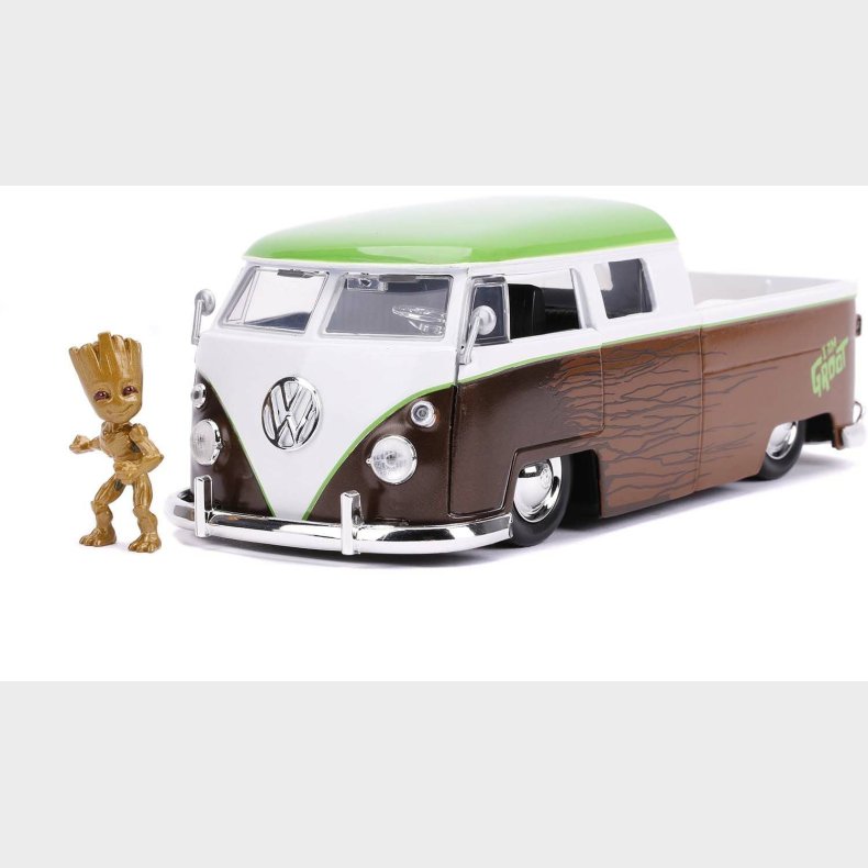 Jada Toys Marvel Bil med Figur Groot &  Volkswagen Kombi Pickup 1:24