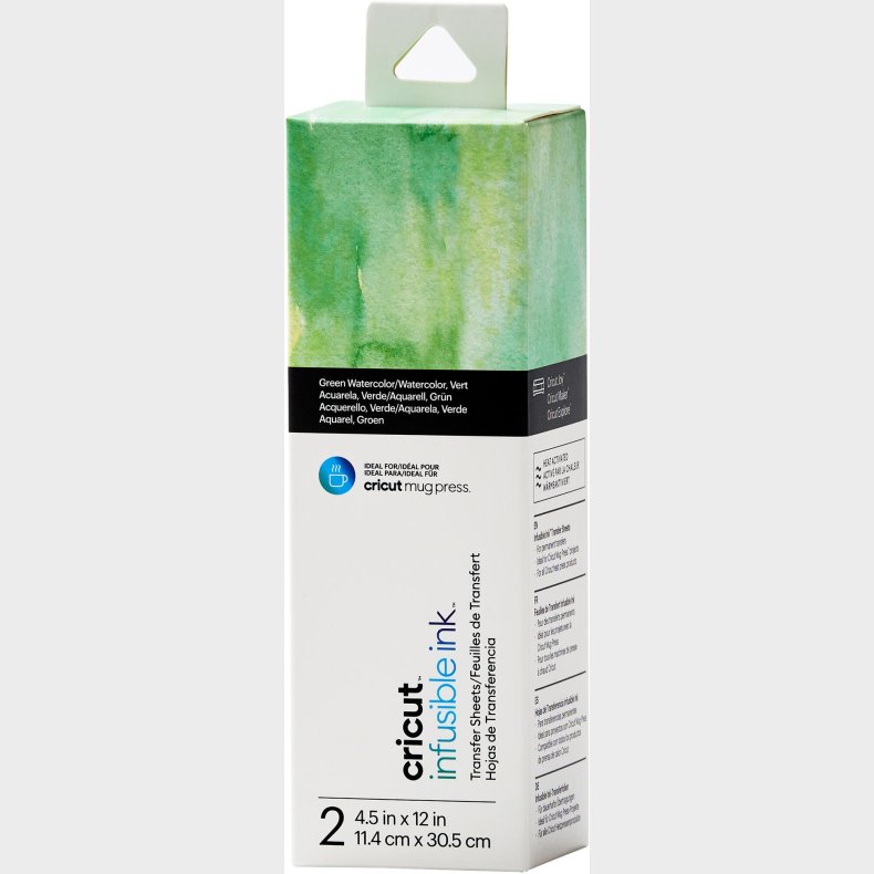 Cricut Infusible Ink Tilbehr Transfer Sheets 14x33 cm 2-pak, Green Watercolor
