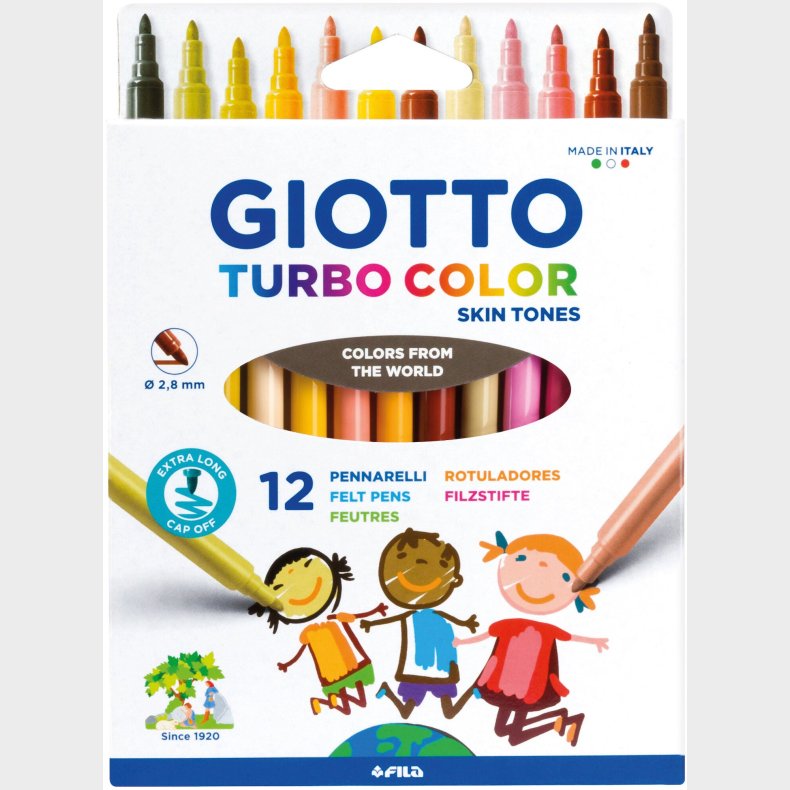 Giotto Turbo Color Skintones Tusser 12-pak, Multifarvet