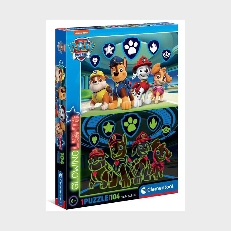 Clementoni Glowing Paw Patrol Brnepuslespil 104 Brikker