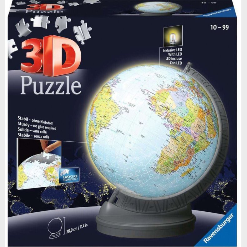 Ravensburger 3D-puslespil Globus med Lys 540 Brikker