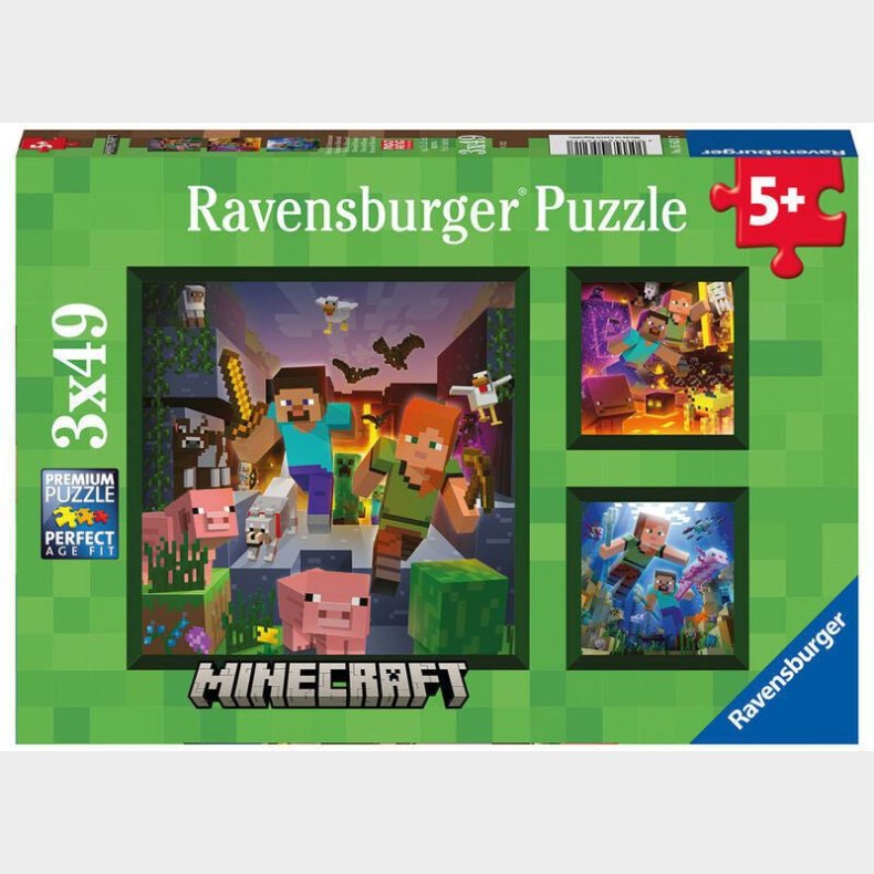 Ravensburger Puslespil Minecraft Biomes 3x49 Brikker