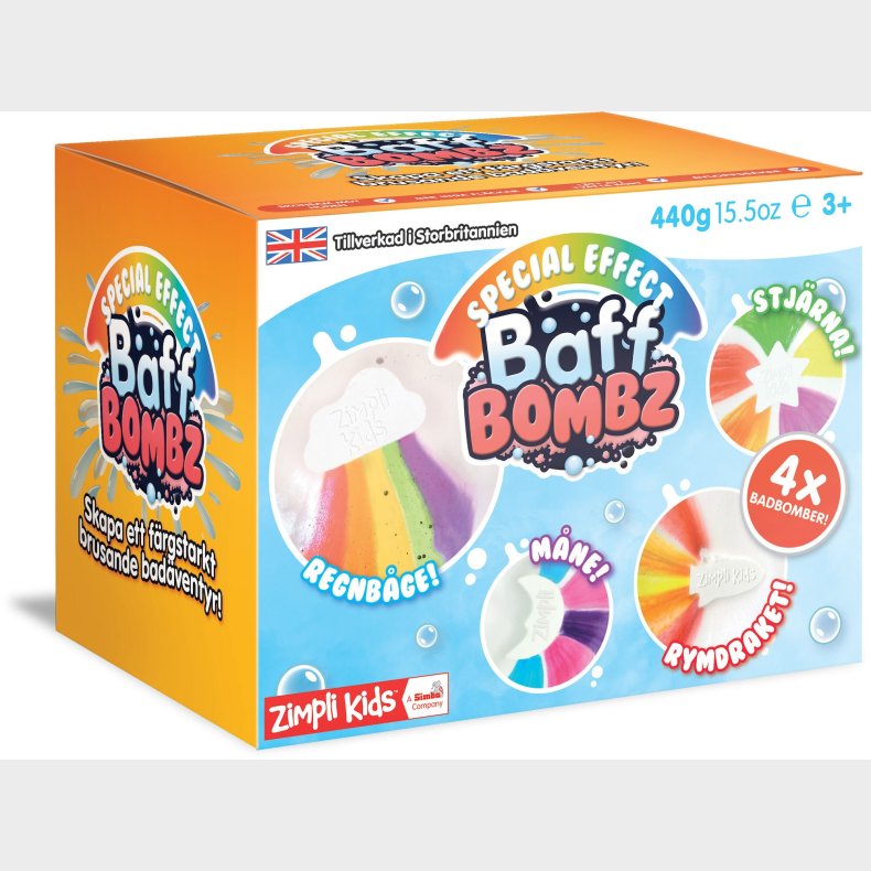 Zimpli Kids Baff Bombz Badebomber Regnbue, Rumskib, Mne &  Stjerne