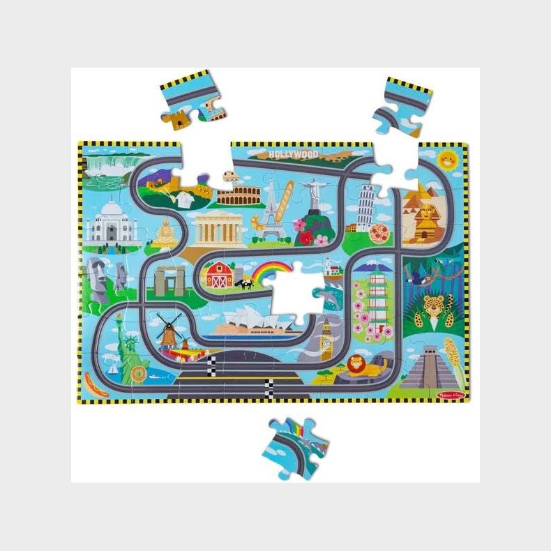 Melissa &amp;  Doug Racerbane Gulvpuslespil &amp;  Legest 48 Brikker