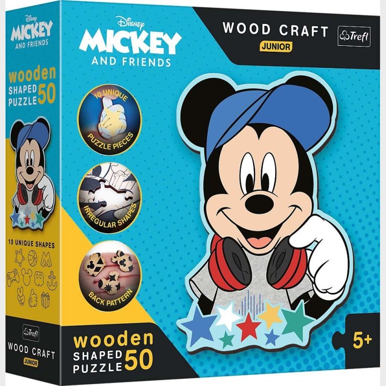 Trefl Wood Craft Junior Disney Mickey &amp;  Venner Puslespil 50 Brikker
