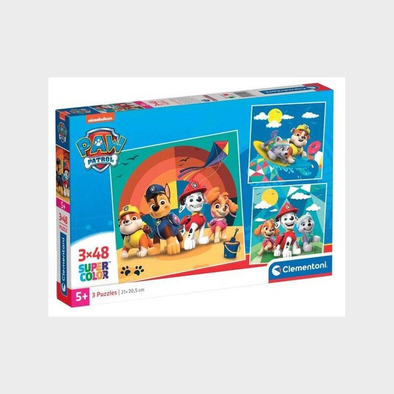 Clementoni Paw Patrol Super Color Puslespil 3x48 Brikker