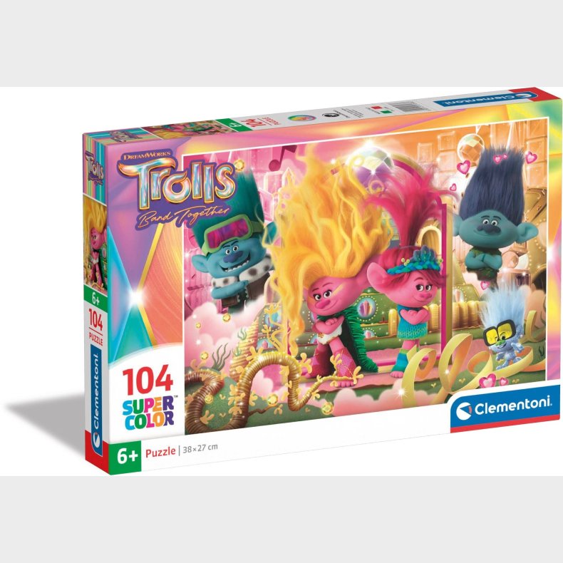 Clementoni Super Color Trolls Puslespil 104 Brikker