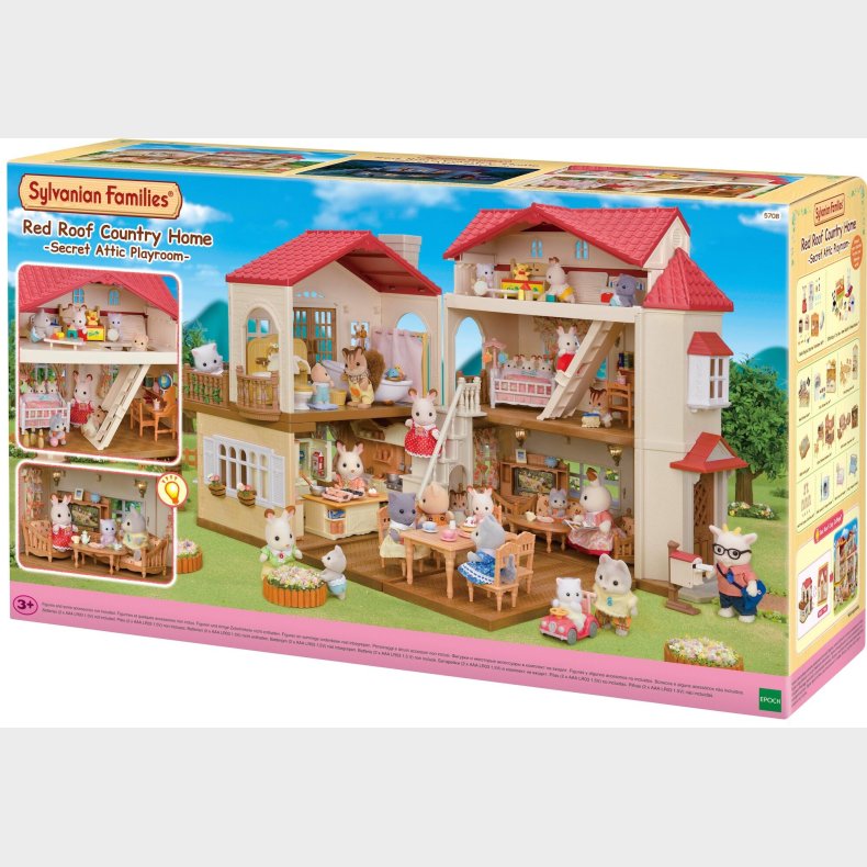 Sylvanian Families Red Roof Country Home Dukkehus Hemmeligt Legev�relse P� Loftet