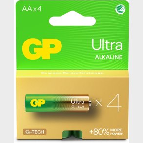 GP Ultra Alkaline G-TECH AA/LR6 Batterier Svanemrket 4-Pak