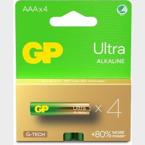 GP Ultra Alkaline G-TECH AAA/LR03 Batterier Svanemrket 4-Pak