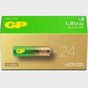 GP Ultra Alkaline G-TECH AA/LR6 Batterier Svanemrket 24-Pak