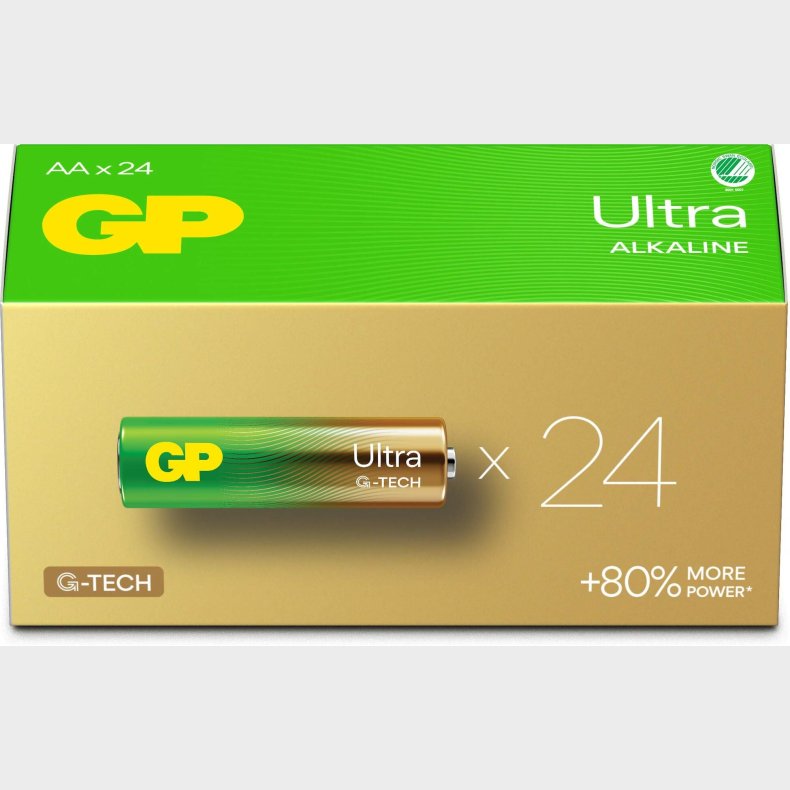 GP Ultra Alkaline G-TECH AA/LR6 Batterier Svanemrket 24-Pak