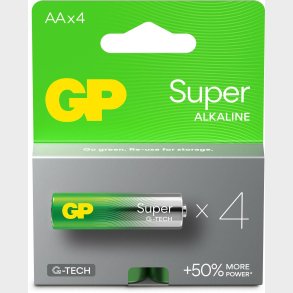 GP Super Alkaline G-TECH AA/LR6 Batterier 4-Pak