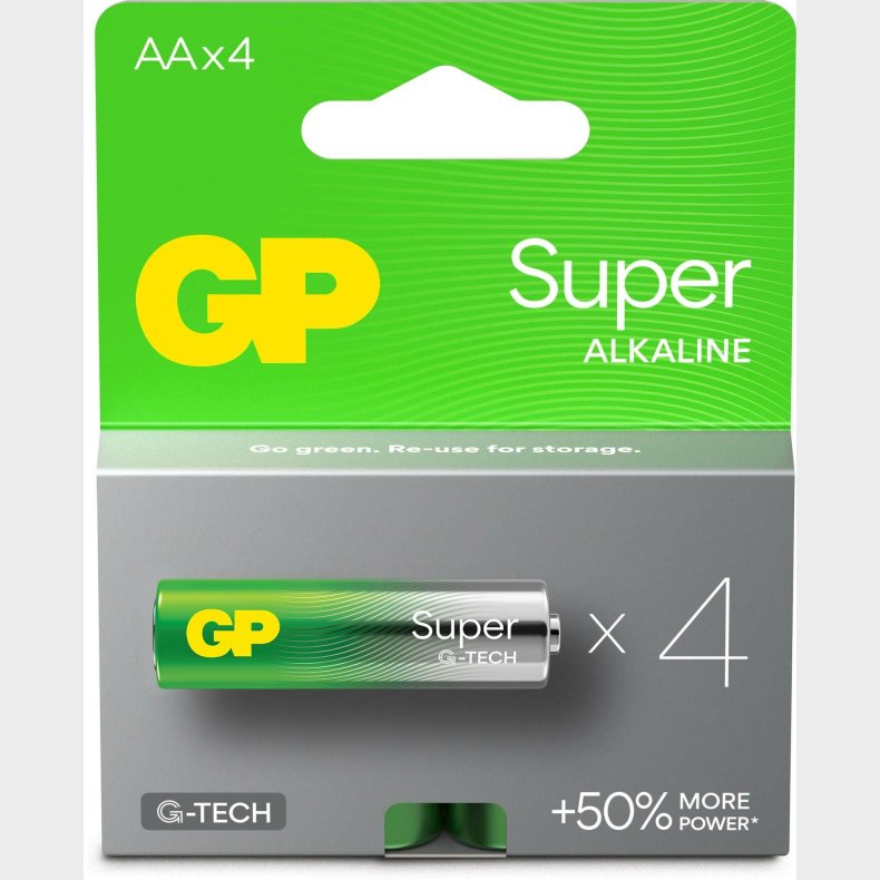 GP Super Alkaline G-TECH AA/LR6 Batterier 4-Pak