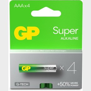 GP Super Alkaline G-TECH AAA/LR03 Batterier 4-Pak