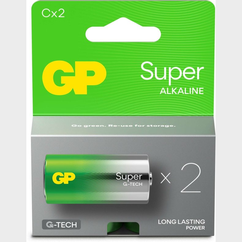 GP Super Alkaline G-TECH C/LR14 Batterier 2-Pak