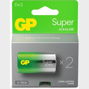 GP Super Alkaline G-TECH D/LR20 Batterier 2-Pak