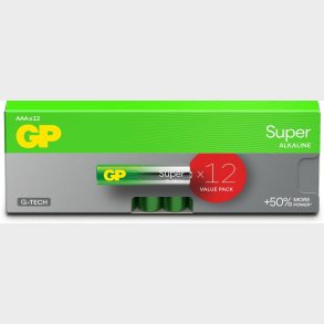 GP Super Alkaline G-TECH AAA/LR03 Batterier 12-Pak
