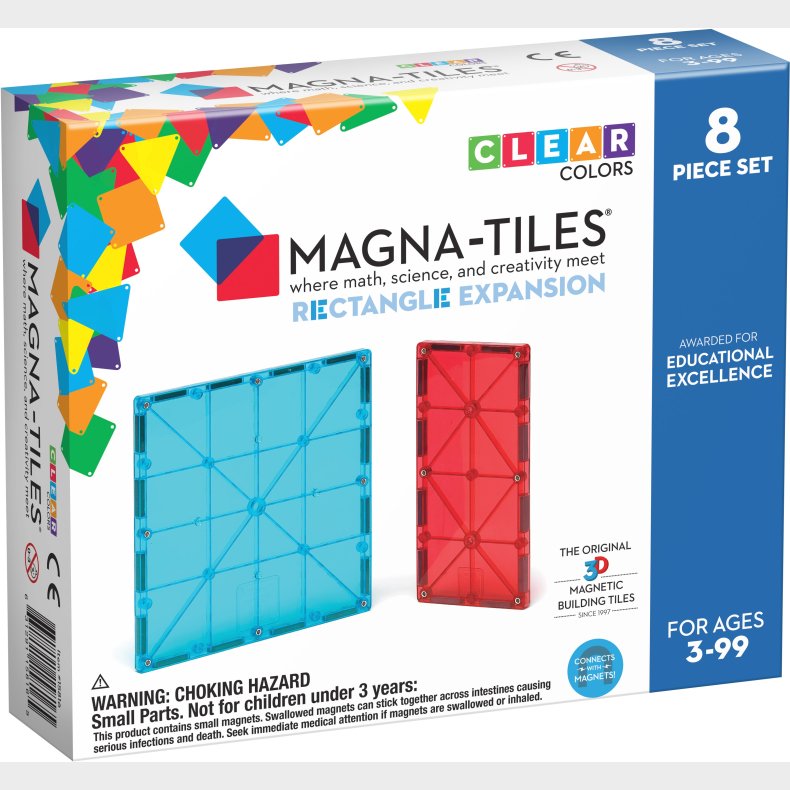 Magna-Tiles Clear Colors Rektangel Udvidelsesst 8 Dele