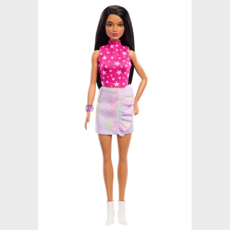 Barbie Fashionista Dukke med Sort Hr &amp;  Stjerne Top