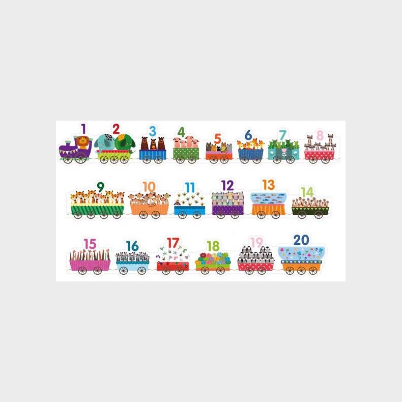 Barbo Toys 123 Puslespil Tog med Dyr 20 Brikker