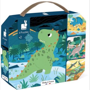 Janod Dinosaur Puslespil med Progressiv Svrhedsgrad 4-i-1 43 Brikker